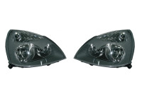 Set strålkastare lämplig för Renault Clio II Facelift 2001-2005 - Svart/Klar