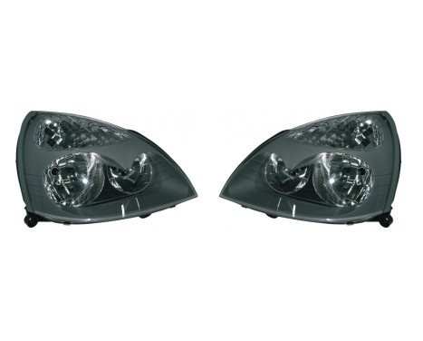 Set strålkastare lämplig för Renault Clio II Facelift 2001-2005 - Svart/Klar
