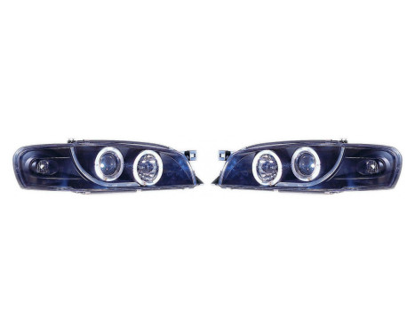 Set strålkastare lämplig för Subaru Impreza 1997-2000 - Svart - inkl Angel-Eyes