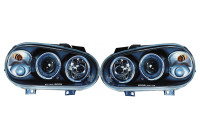 Set strålkastare lämplig för Volkswagen Golf IV 1998-2003 - Svart - inkl Angel-Eyes