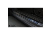 Dörrtrösklar i svart rostfritt stål lämplig för Volkswagen Golf VIII HB 2020- Borstad stål 'Lines' - 4-del