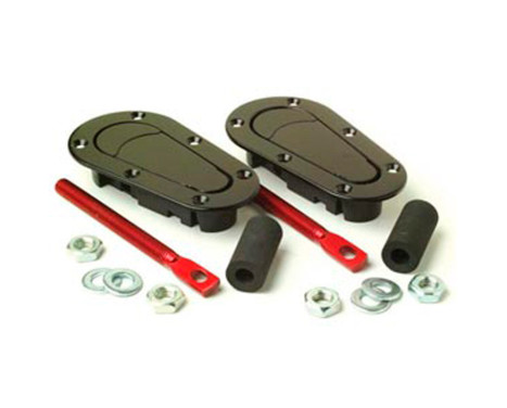 Set of universal Racing Plus Flush Bonnet hooks / pins - black + red aluminum pins, Image 3
