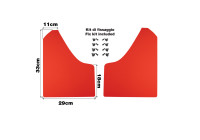 Simoni Racing Universal mud flap set - Black - incl. mounting screws - Red ABS