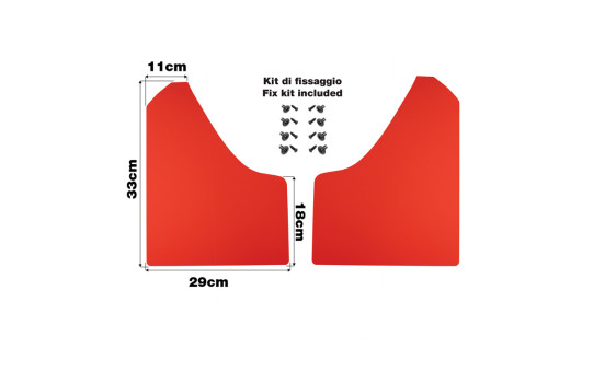 Simoni Racing Universal mud flap set - Black - incl. mounting screws - Red ABS