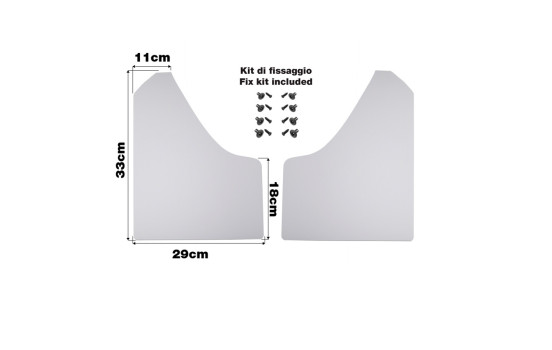 Simoni Racing Universal mud flap set - Black - incl. mounting screws - White ABS