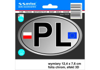 AutoTattoo Sticker PL + Flags 3D Chrome - 12,4 x 7,6 cm