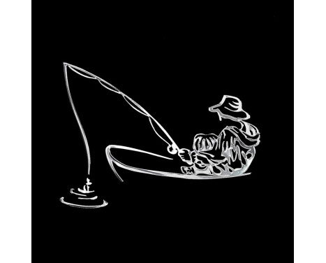 Nickel Sticker 'Angler in a boat' - 70x49mm
