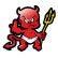 Sticker Devil + Pitchfork - red - 9x9cm
