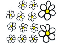 Sticker Flowers - white / yellow - 13.5x15.5cm