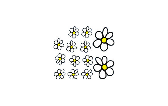 Sticker Flowers - white / yellow - 13.5x15.5cm