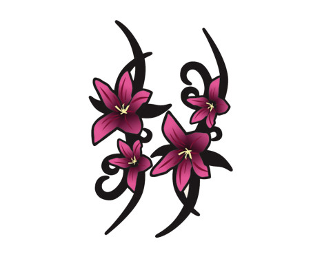 Stickerset Pink Tribal Flowers - 2x 23x9cm, Image 2