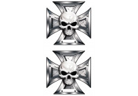 Stickerset Skull + BlackEyes in IronCross - 2x 8x8cm