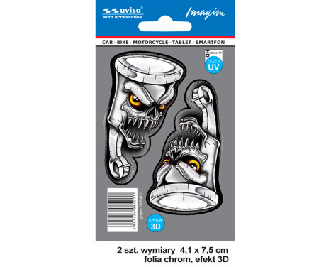 AutoTattoo Sticker Angry Valves 3D Chrome - 4,1 x 7,5 cm