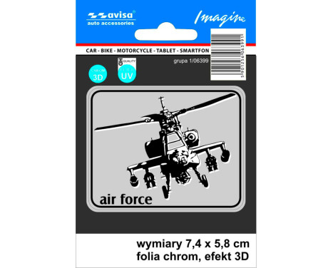 AutoTattoo Sticker Helicopter 3D Chrome - 7,4 x 5,8 cm