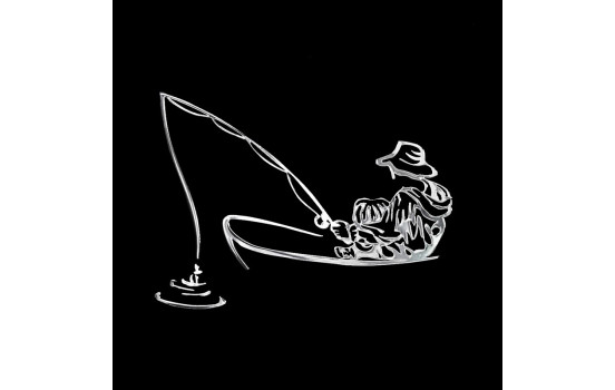 Nickel Sticker 'Angler in a boat' - 70x49mm