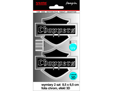 AutoTattoo Sticker Choppers 3D Chrome - 8,5 x 6,5cm