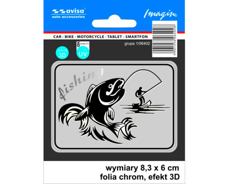 AutoTattoo Sticker Fisherman 3D Chrome - 8,3 x 6 cm