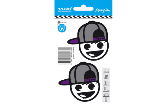 Car Tattoo Sticker Boy in baseball cap 2pcs - 6.4x6.1cm