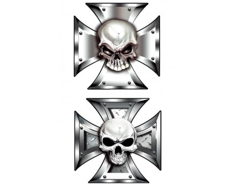 Stickerset Skull in IronCross - 2x 8x8cm