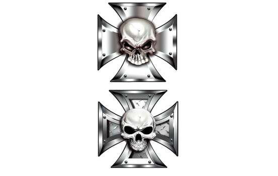 Stickerset Skull in IronCross - 2x 8x8cm