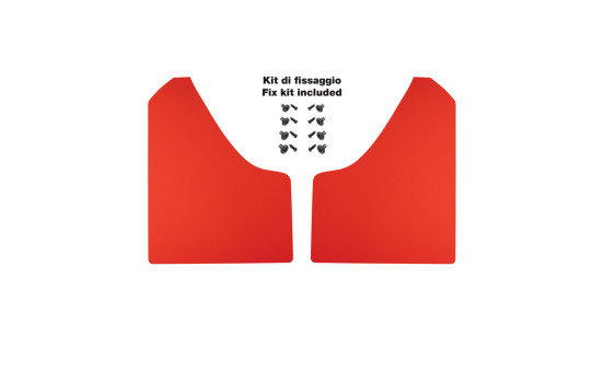 Simoni Racing Universal mud flap set - Black - incl. mounting screws - Red ABS, Image 3