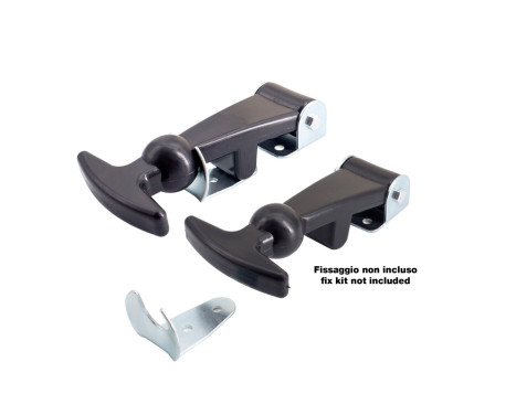 Simoni Racing Universal Hood Hooks Type 6 - Silver/Black - Quick Release, Image 4
