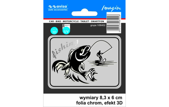AutoTattoo Sticker Fisherman 3D Chrome - 8,3 x 6 cm