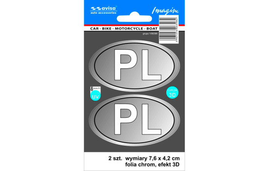 AutoTattoo Sticker PL 3D Chrome -7,6 x 4,2 cm