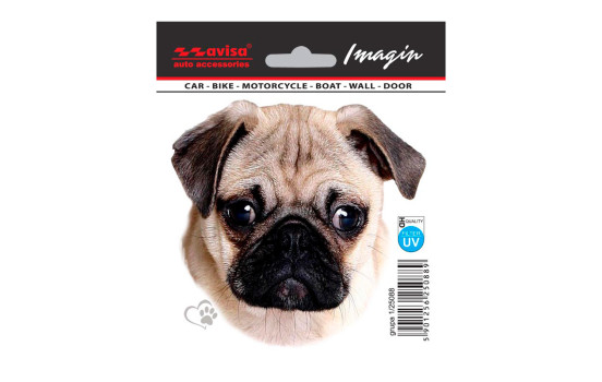 Car Tattoo Sticker Pug - 11x10.5cm