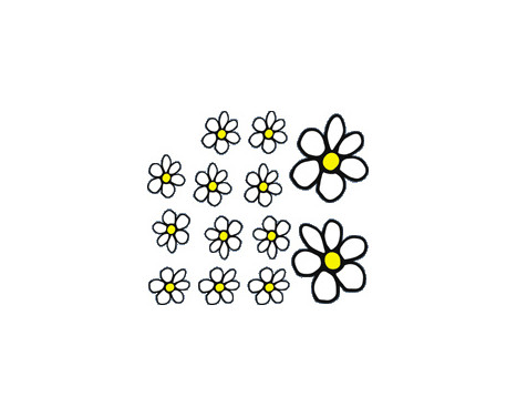 Sticker Flowers - white / yellow - 13.5x15.5cm