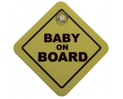 Sticker / Plate Baby On Board - yellow - 16x16cm