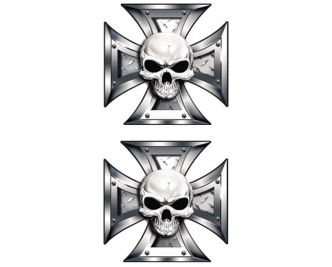 Stickerset Skull + BlackEyes in IronCross - 2x 8x8cm