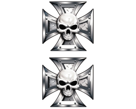 Stickerset Skull + BlackEyes in IronCross - 2x 8x8cm, Image 2