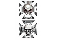 Stickerset Skull in IronCross - 2x 8x8cm