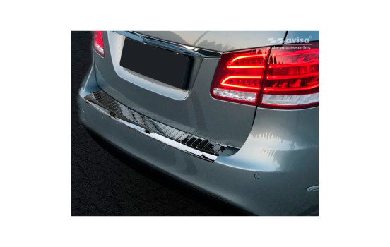 Black-Chrome Stainless Steel Bumper Protector Fits Mercedes E-Class W212 Kombi 2013-2016 'Ribs'