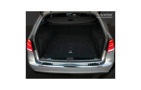 Black-Chrome Stainless Steel Bumper Protector Fits Mercedes E-Class W212 Kombi 2013-2016 'Ribs', Image 2