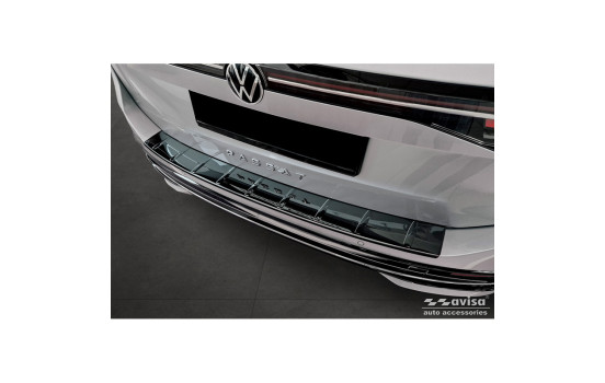 Black-Chrome Stainless Steel Rear Bumper Protector suitable for Volkswagen Passat Variant (CJ5) 2023 - 'Ribs'