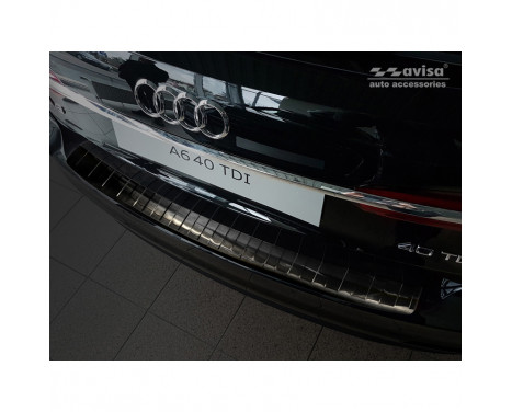 Black stainless steel bumper protector suitable for Audi A6 (C8) Avant 2018- 'Ribs'
