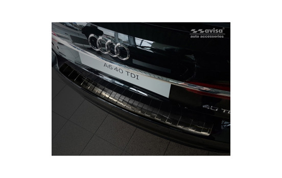 Black stainless steel bumper protector suitable for Audi A6 (C8) Avant 2018- 'Ribs'