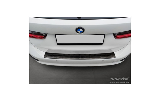 Black stainless steel bumper protector suitable for BMW 3-Series G21 Touring 2019-2022 'Ribs', Image 2
