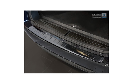 Black stainless steel bumper protector suitable for BMW 5-Series G31 Touring 2016- 'Ribs'