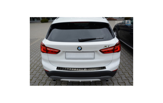 Black stainless steel bumper protector suitable for BMW X1 (F48) Facelift 2015- 'RIbs', Image 3