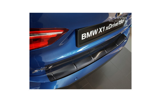 Black stainless steel bumper protector suitable for BMW X1 II F48 M-Package 2015- 'Ribs'