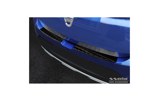 Black stainless steel bumper protector suitable for Dacia Sandero III 2020- incl. Stepway 'Ribs' (2-piece)