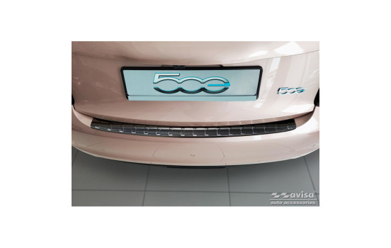 Black stainless steel bumper protector suitable for Fiat 500e Berlina 3-door 2020- 'Ribs'
