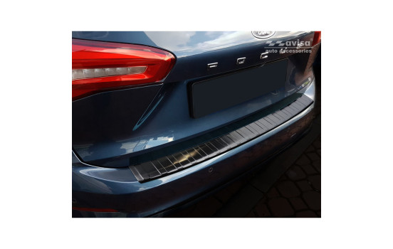 Black stainless steel bumper protector suitable for Ford Focus IV Kombi 2018- 'Ribs'