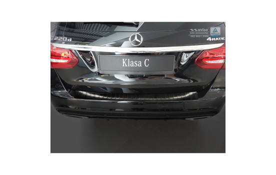 Black stainless steel bumper protector suitable for Mercedes C-Class W205 Kombi 2014- 'RIbs', Image 3