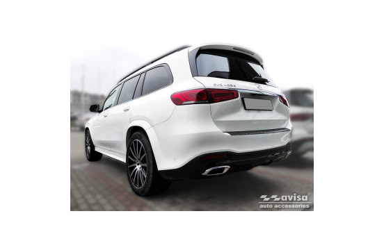 Black stainless steel bumper protector suitable for Mercedes GLS (X167) 2019- 'Ribs', Image 5