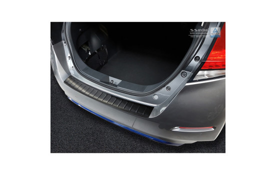 Black stainless steel bumper protector suitable for Nissan Leaf II 2017- 'Ribs', Image 2