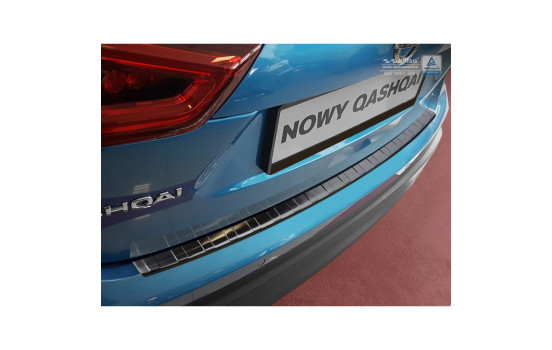 Black stainless steel bumper protector suitable for Nissan Qashqai II Facelift 2017- 'Ribs', Image 2